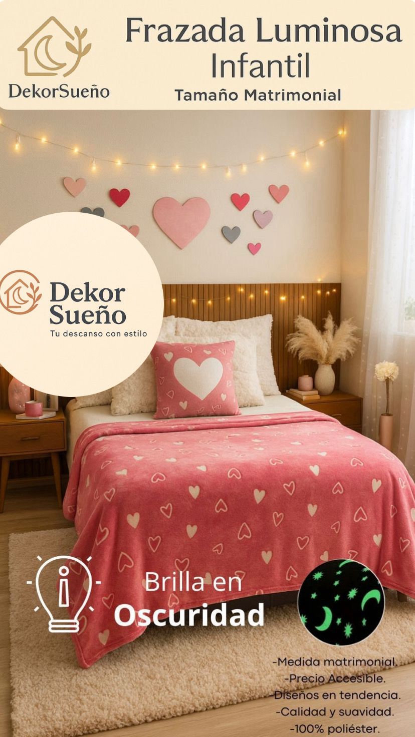 Frazada Rosa Luminosa DekorSueño – Brilla en la Oscuridad 🌙