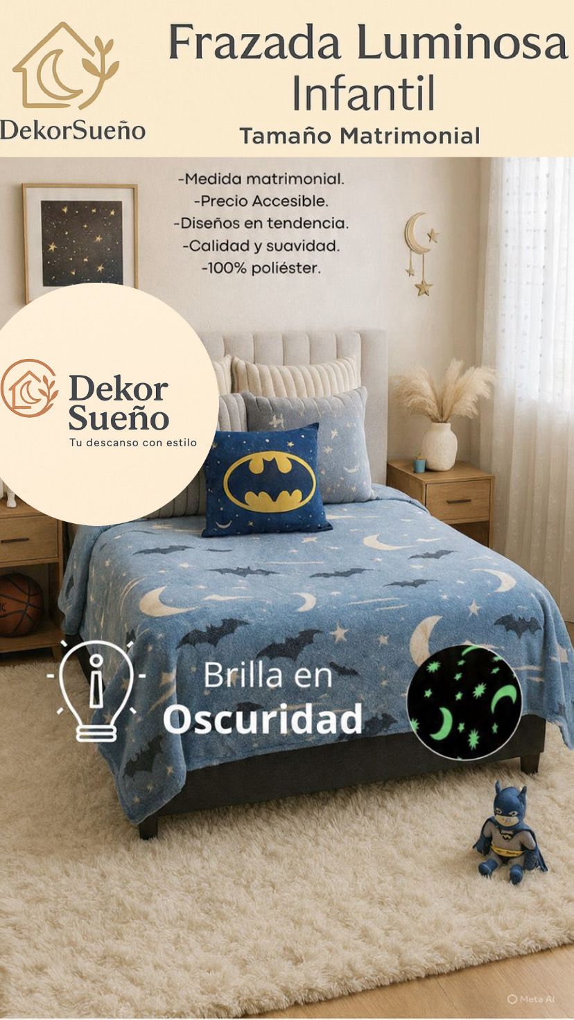 Frazada Luminosa Batman DekorSueño – Brilla en la Oscuridad 🌙